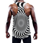 Black And White Illusory Motion Print Training Tank Top
