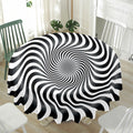 Black And White Illusory Motion Print Waterproof Round Tablecloth