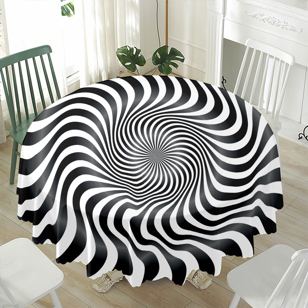 Black And White Illusory Motion Print Waterproof Round Tablecloth