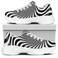 Black And White Illusory Motion Print White Chunky Shoes