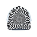 Black And White Illusory Motion Print White Mesh Trucker Hat