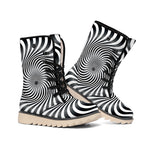 Black And White Illusory Motion Print Winter Boots