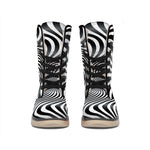 Black And White Illusory Motion Print Winter Boots