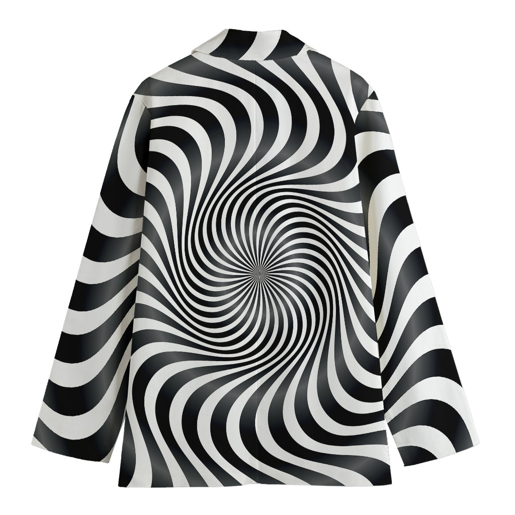 Black And White Illusory Motion Print Women's Cotton Blazer