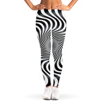 Black And White Illusory Motion Print Women's Leggings