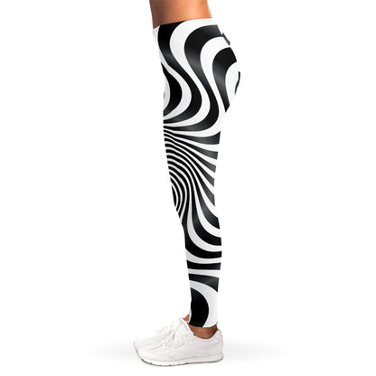 Black And White Illusory Motion Print Women's Leggings