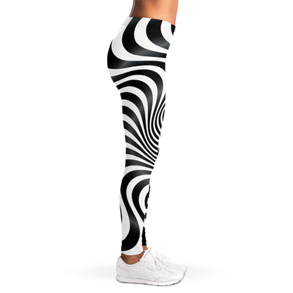 Black And White Illusory Motion Print Women's Leggings