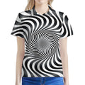 Black And White Illusory Motion Print Women's Polo Shirt