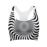 Black And White Illusory Motion Print Women's Sports Bra