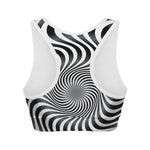 Black And White Illusory Motion Print Women's Sports Bra