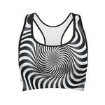 Black And White Illusory Motion Print Women's Sports Bra