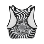 Black And White Illusory Motion Print Women's Sports Bra