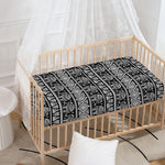 Black And White Indian Elephant Print Baby Crib Sheet