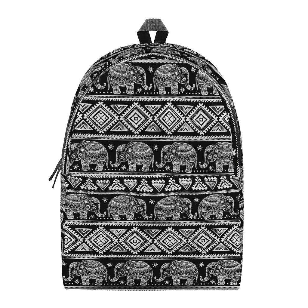 Black And White Indian Elephant Print Backpack