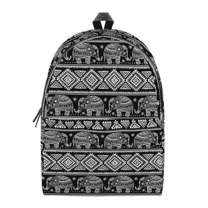 Black And White Indian Elephant Print Backpack