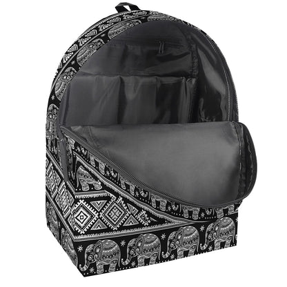 Black And White Indian Elephant Print Backpack