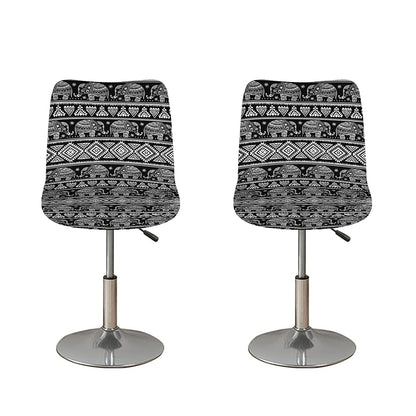 Black And White Indian Elephant Print Bar Stool Covers