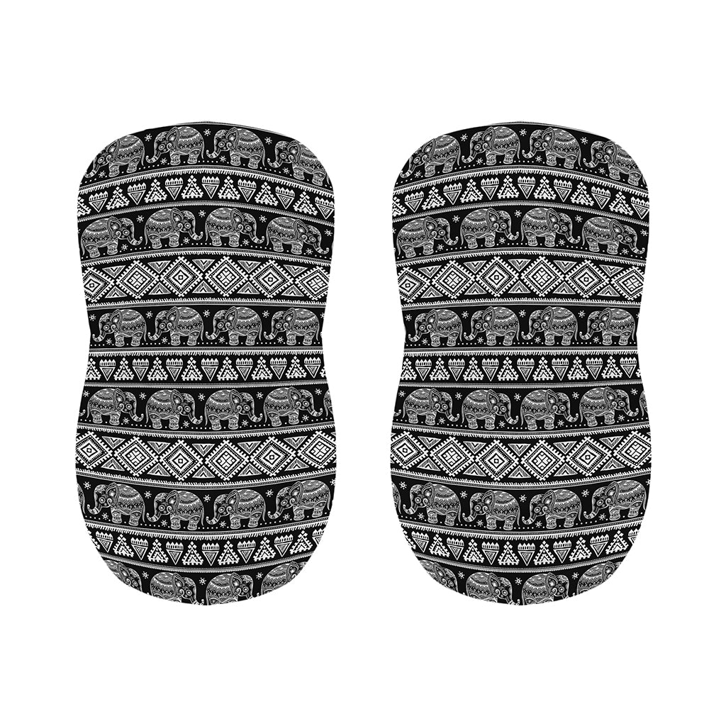 Black And White Indian Elephant Print Bar Stool Covers