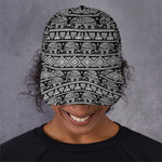 Black And White Indian Elephant Print Baseball Cap