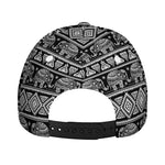 Black And White Indian Elephant Print Baseball Cap