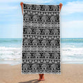 Black And White Indian Elephant Print Beach Towel