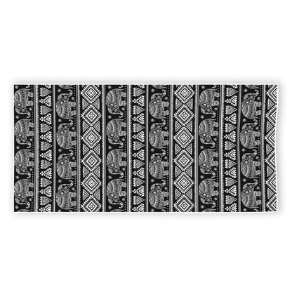 Black And White Indian Elephant Print Beach Towel