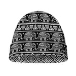 Black And White Indian Elephant Print Beanie