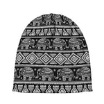 Black And White Indian Elephant Print Beanie