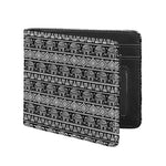Black And White Indian Elephant Print Bifold Wallet