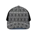 Black And White Indian Elephant Print Black Mesh Trucker Hat