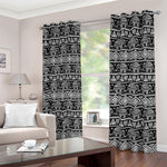 Black And White Indian Elephant Print Blackout Grommet Curtains