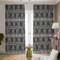 Black And White Indian Elephant Print Dimout Pencil Pleat Curtains