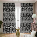 Black And White Indian Elephant Print Blackout Pencil Pleat Curtains