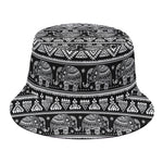 Black And White Indian Elephant Print Bucket Hat