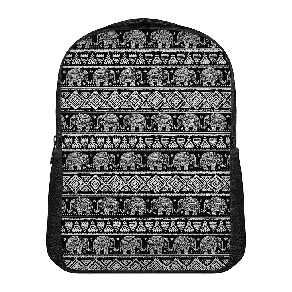 Black And White Indian Elephant Print Casual Backpack