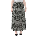 Black And White Indian Elephant Print Chiffon Maxi Skirt