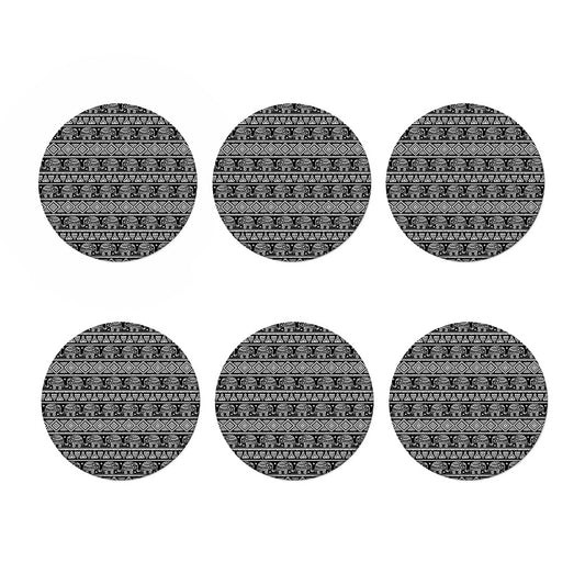 Black And White Indian Elephant Print Coaster Set