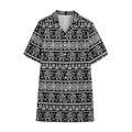 Black And White Indian Elephant Print Cotton Hawaiian Shirt