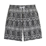 Black And White Indian Elephant Print Cotton Shorts