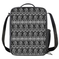 Black And White Indian Elephant Print Crossbody Lunch Bag