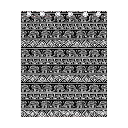 Black And White Indian Elephant Print Curtain