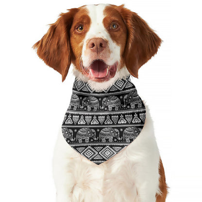 Black And White Indian Elephant Print Dog Bandana