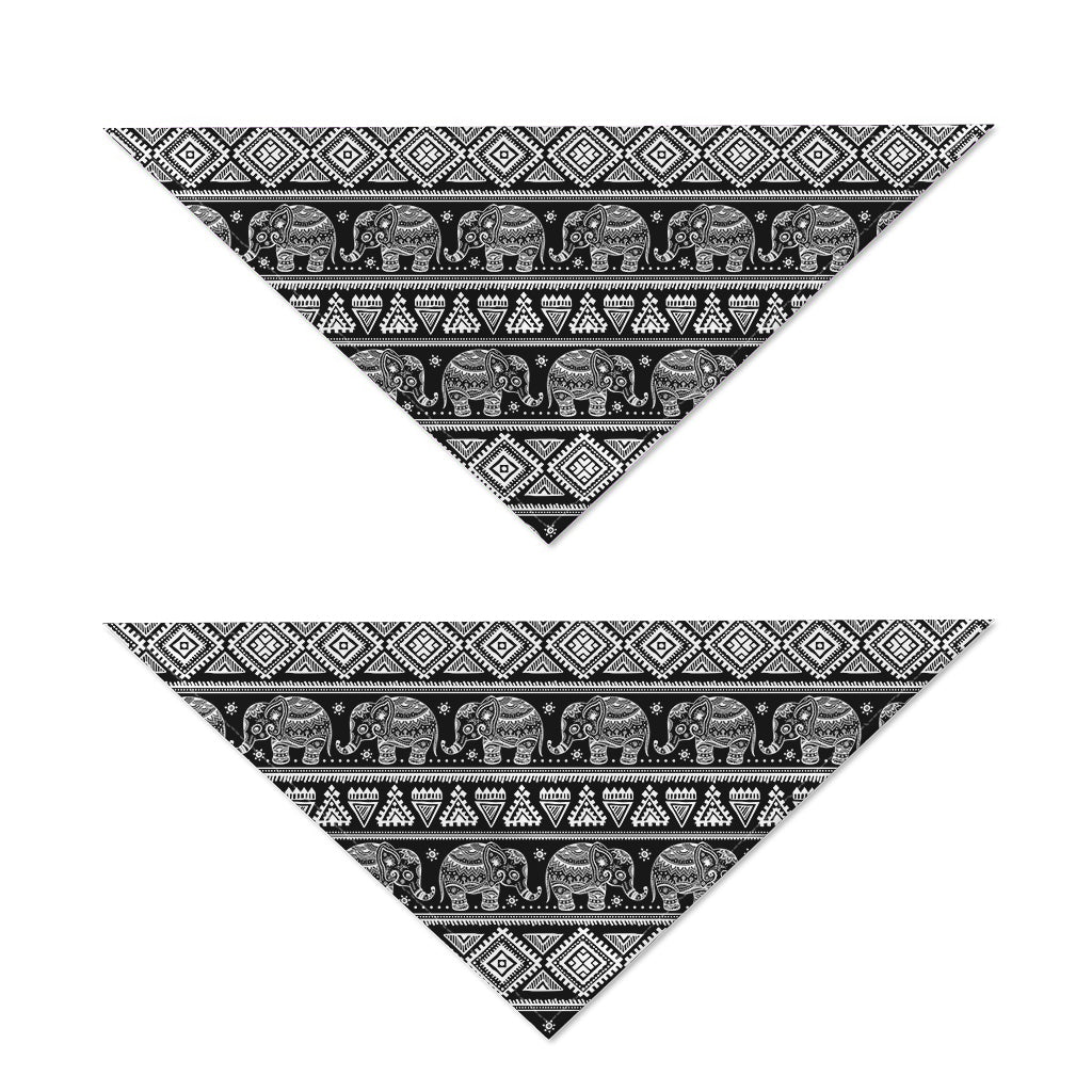 Black And White Indian Elephant Print Dog Bandana