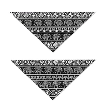 Black And White Indian Elephant Print Dog Bandana