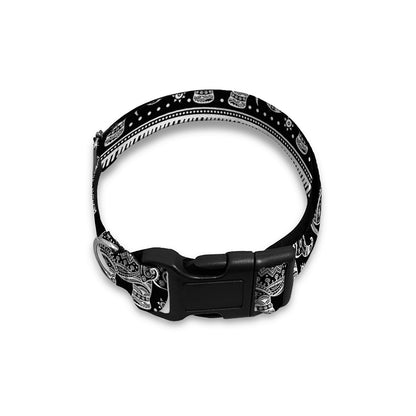 Black And White Indian Elephant Print Dog Collar