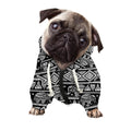 Black And White Indian Elephant Print Dog Zip Up Hoodie