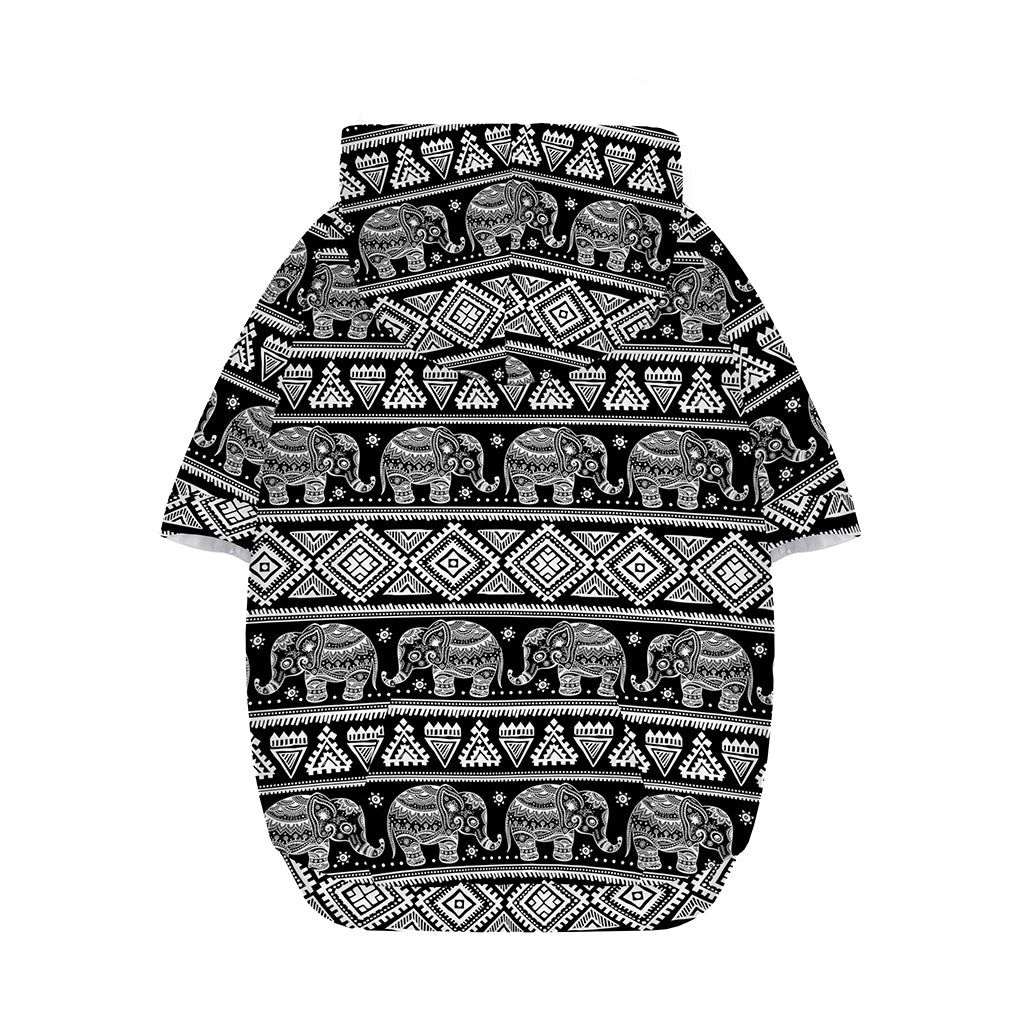 Black And White Indian Elephant Print Dog Zip Up Hoodie