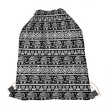 Black And White Indian Elephant Print Drawstring Bag