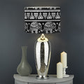 Black And White Indian Elephant Print Drum Lamp Shade