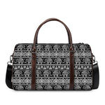 Black And White Indian Elephant Print Duffle Bag